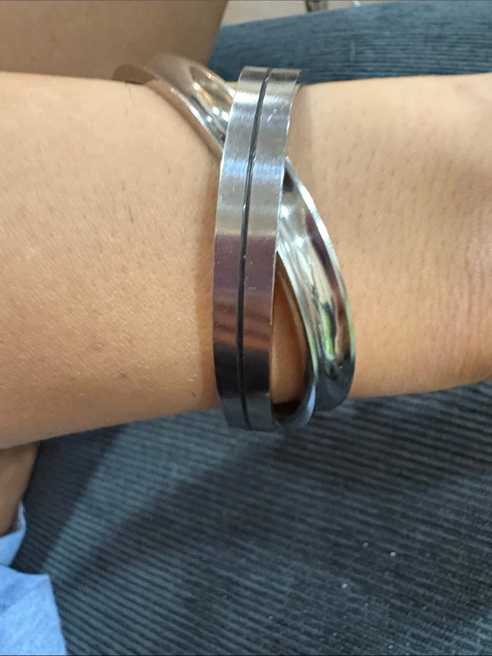 19-Stainless steel Silver Metal Stackable Bangle Bracelet - Women Accessories